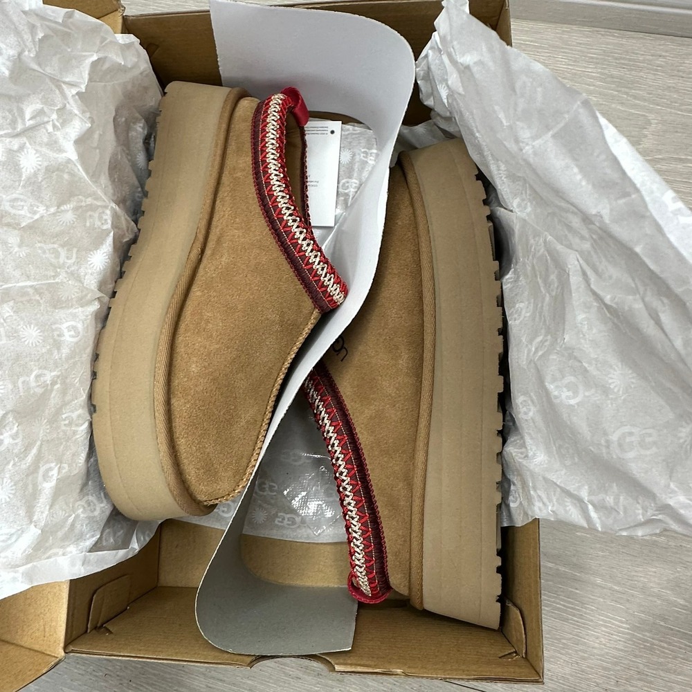 UGG Tazz Platform Slipper Women Size 8 Chestnut 1122553 Comfort Suede Clog - Picture 11 of 11